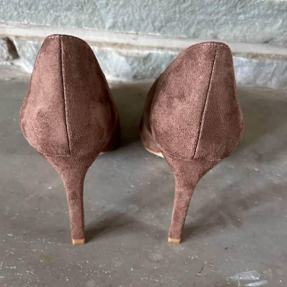 French Connection Vegan Suede‎ Scalloped Edge Heels